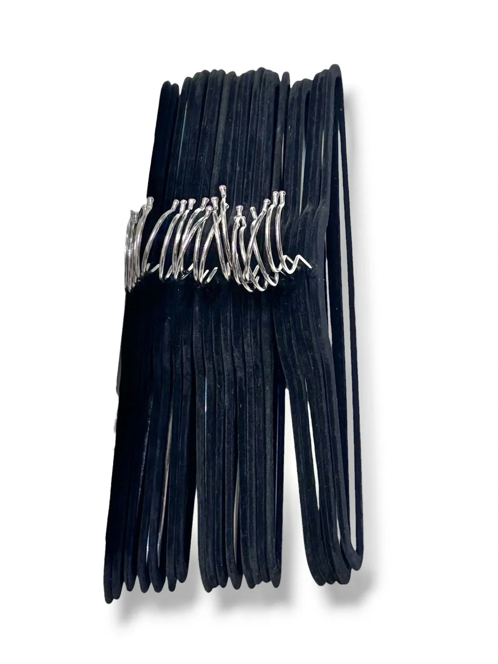 Black Flocked Velvet Covered Hangers Set of 20